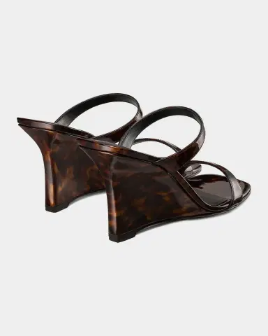 Stuart Weitzman 85mm Vinnie Patent Leather Wedge Mules | Thumbnail 2