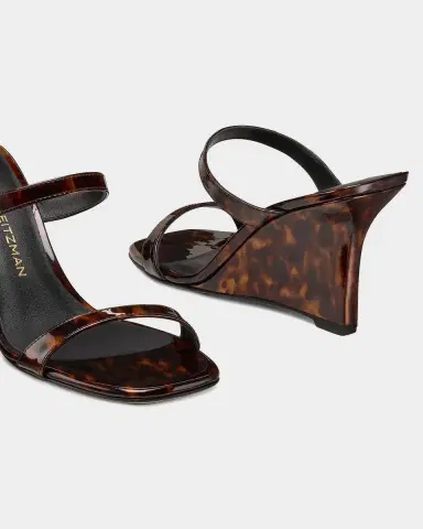 Stuart Weitzman 85mm Vinnie Patent Leather Wedge Mules | Thumbnail 3