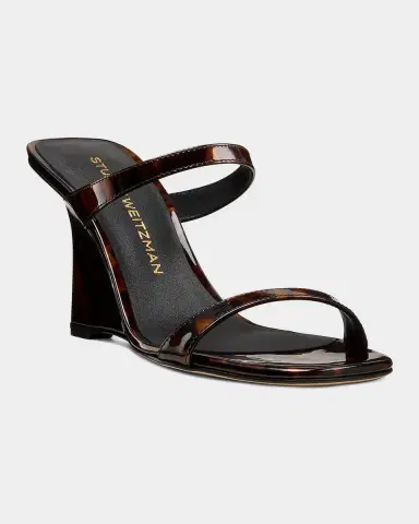 Stuart Weitzman 85mm Vinnie Patent Leather Wedge Mules | Thumbnail 4