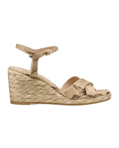 Stuart Weitzman 65mm Dayna Snake-Printed Leather Espadrille Wedge Sandals | Thumbnail 1