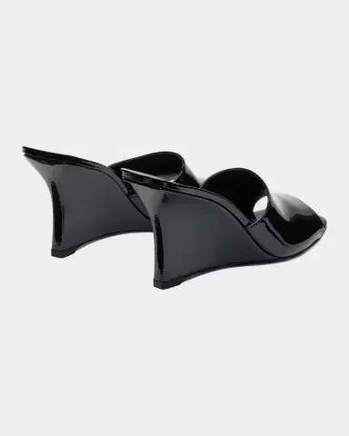 Stuart Weitzman 85mm Vinnie Patent Leather Wedge Mules | Thumbnail 4