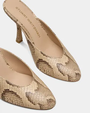 Stuart Weitzman 85mm Madison Snakeskin-Print Leather Mule Pumps | Thumbnail 2