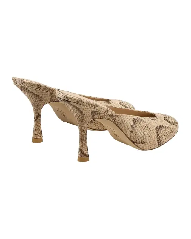 85mm Madison Snakeskin-Print Leather Mule Pumps