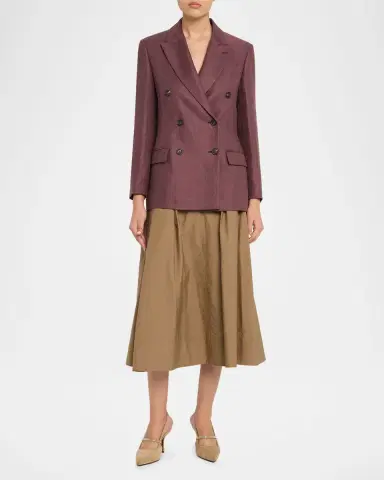 Brunello Cucinelli Double-Breasted Linen Suit Jacket | Thumbnail 2