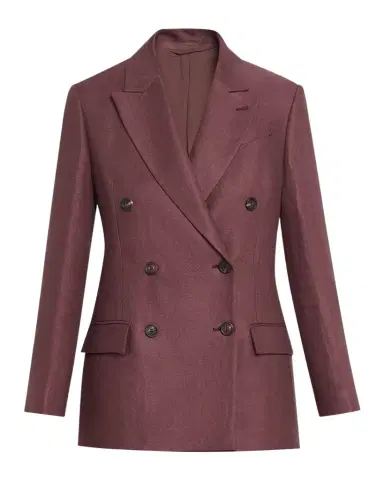 Brunello Cucinelli Double-Breasted Linen Suit Jacket | Thumbnail 1