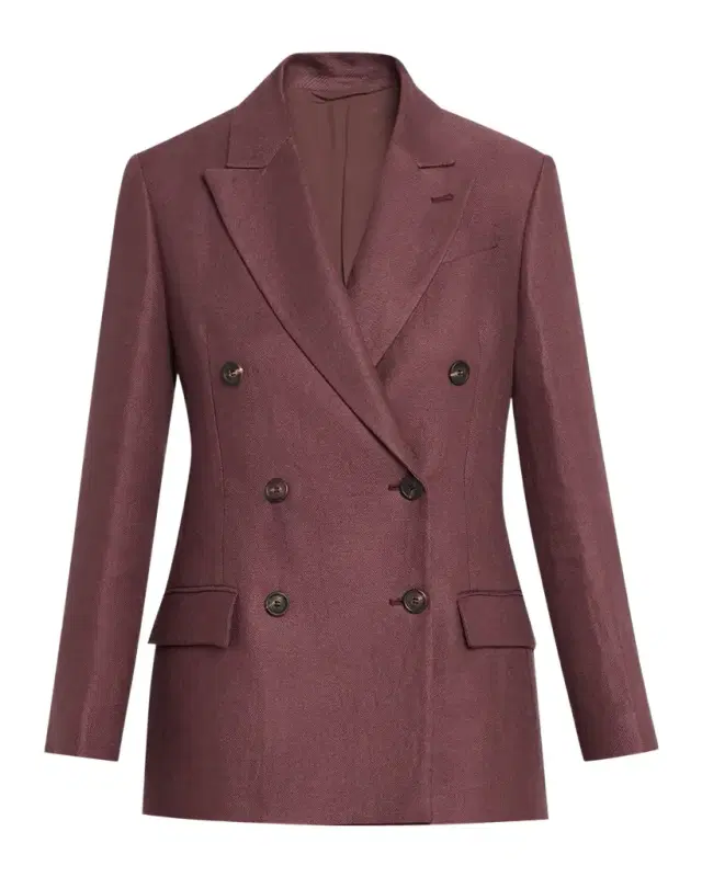 Double-Breasted Linen Suit Jacket