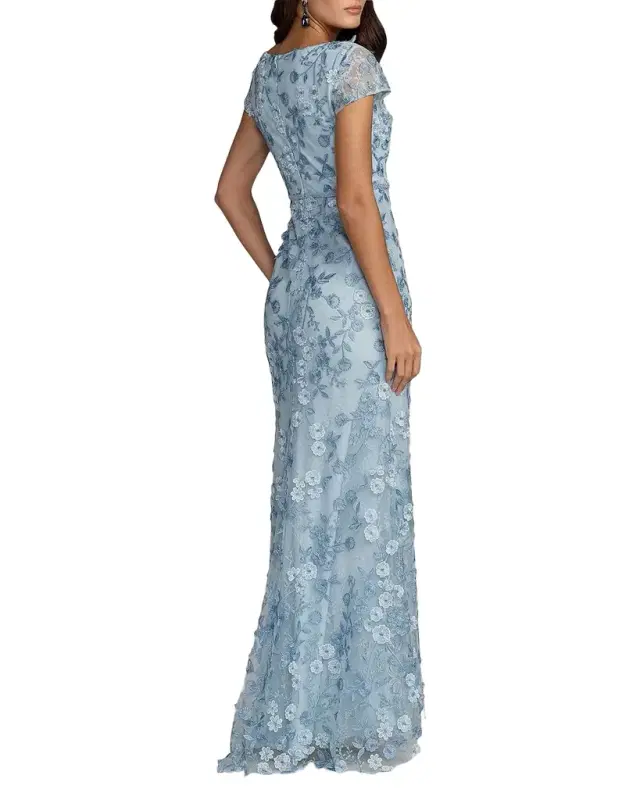 Beaded & Embroidered Lace Gown