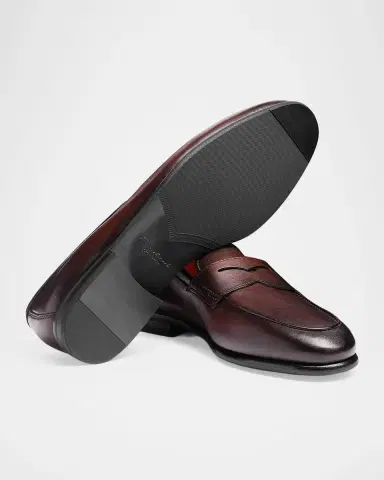 Santoni Men's Carlo Leather Penny Loafers | Thumbnail 3 Santoni Men's Carlo Leather Penny Loafers | Thumbnail 3