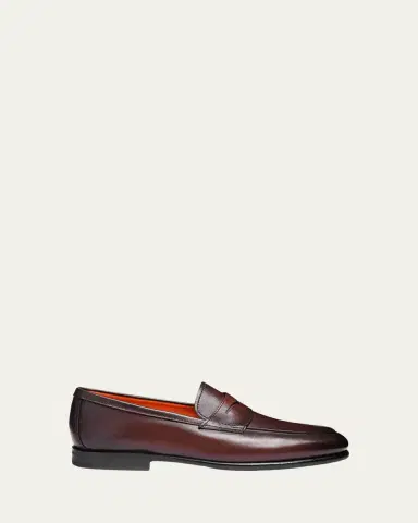 Santoni Men's Carlo Leather Penny Loafers | Thumbnail 4 Santoni Men's Carlo Leather Penny Loafers | Thumbnail 4