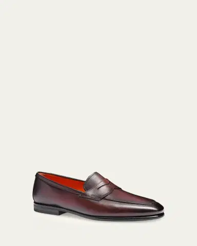Santoni Men's Carlo Leather Penny Loafers | Thumbnail 5 Santoni Men's Carlo Leather Penny Loafers | Thumbnail 5