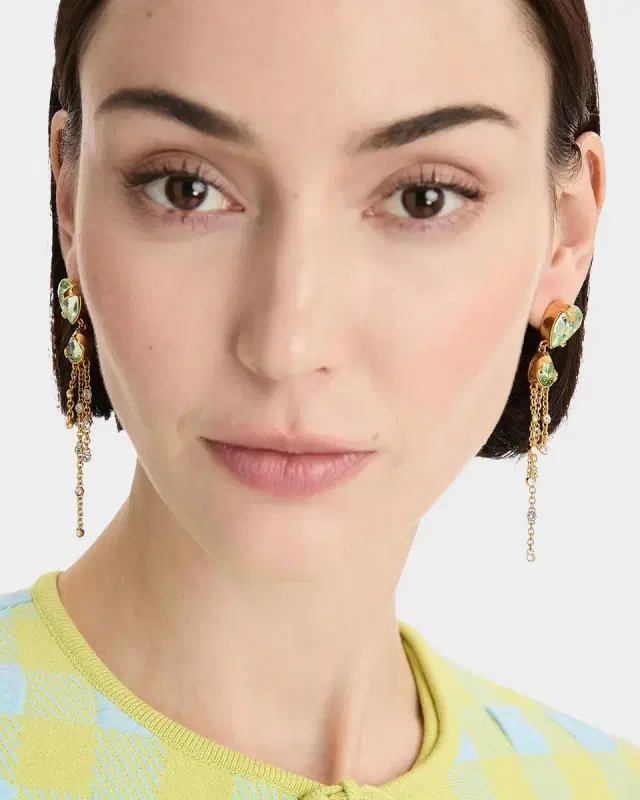 Pear Rhinestone Chain Earrings