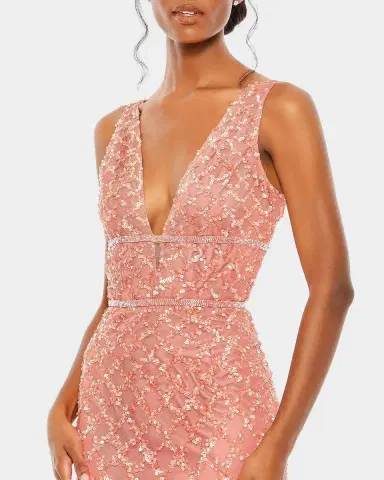 Mac Duggal Embellished V-Neck Column Gown | Thumbnail 3 Mac Duggal Embellished V-Neck Column Gown | Thumbnail 3