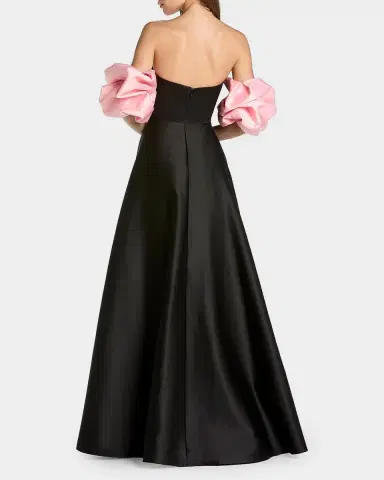 Mac Duggal Satin Puff-Sleeve Off-The-Shoulder Gown | Thumbnail 2 Mac Duggal Satin Puff-Sleeve Off-The-Shoulder Gown | Thumbnail 2