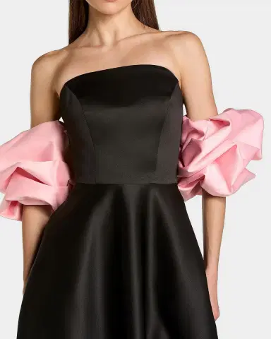 Mac Duggal Satin Puff-Sleeve Off-The-Shoulder Gown | Thumbnail 3 Mac Duggal Satin Puff-Sleeve Off-The-Shoulder Gown | Thumbnail 3