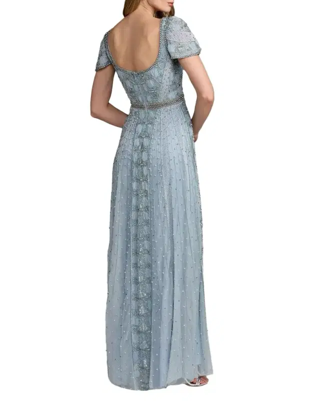 Mac Duggal Beaded Embellished Scoop-Neck Gown