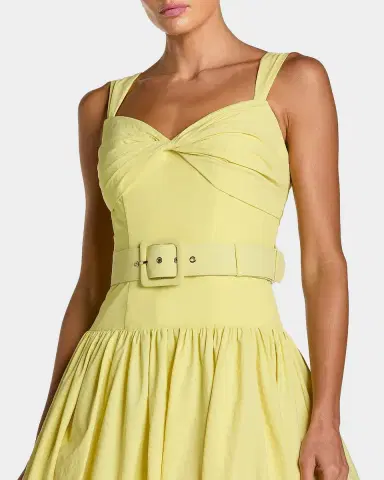 Mac Duggal Faille Fit & Flare Belted Midi-Dress | Thumbnail 3 Mac Duggal Faille Fit & Flare Belted Midi-Dress | Thumbnail 3