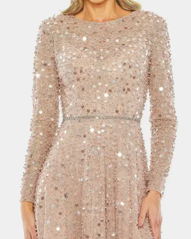 Mac Duggal Disc Sequin & Feather Embellished Gown | Thumbnail 3 Mac Duggal Disc Sequin & Feather Embellished Gown | Thumbnail 3