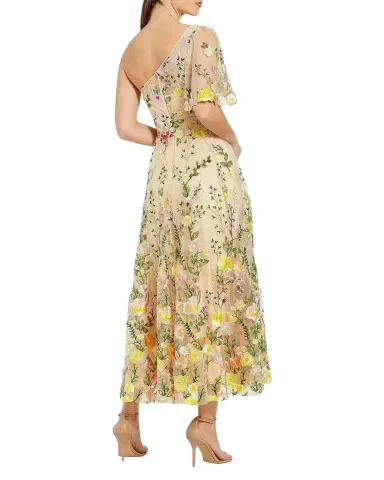 Mac Duggal Floral Embroidered One-Shoulder Midi-Dress | Thumbnail 1