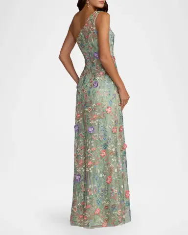 Mac Duggal One-Shoulder Floral Embroidered Gown | Thumbnail 5 Mac Duggal One-Shoulder Floral Embroidered Gown | Thumbnail 5