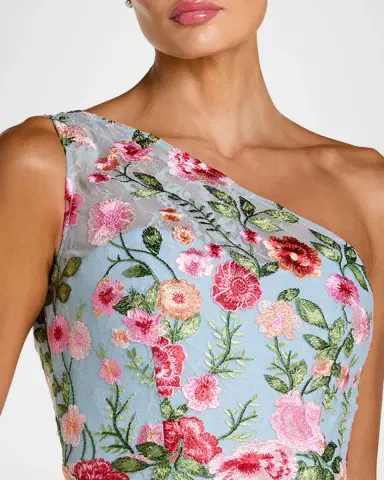Mac Duggal One-Shoulder Floral Embroidered Gown | Thumbnail 8 Mac Duggal One-Shoulder Floral Embroidered Gown | Thumbnail 8