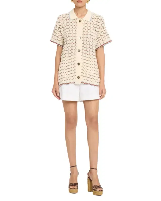 Hayes Short-Sleeve Crochet Polo