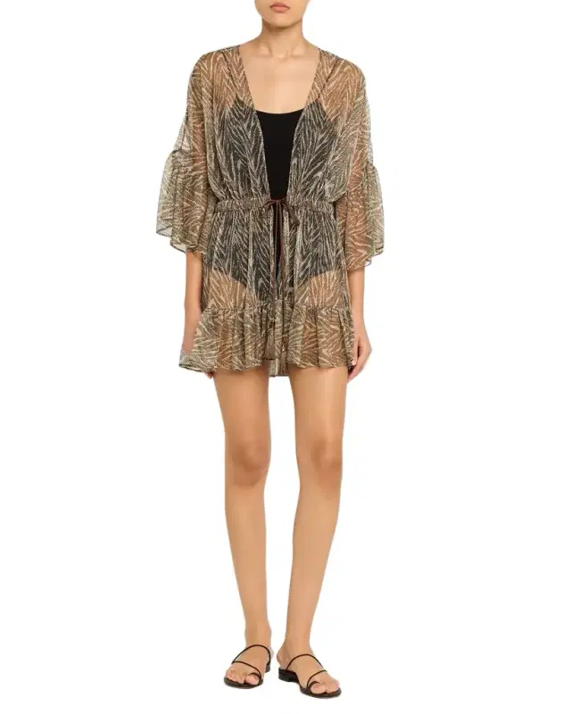 Keira Zebra Tie-Front Coverup Mini Dress