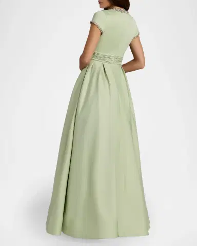 Mac Duggal Embellished Satin Cap-Sleeve Gown | Thumbnail 2 Mac Duggal Embellished Satin Cap-Sleeve Gown | Thumbnail 2