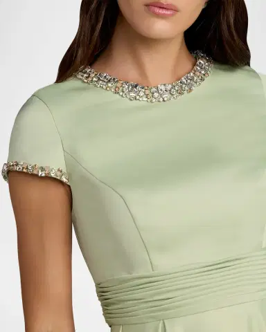 Mac Duggal Embellished Satin Cap-Sleeve Gown | Thumbnail 3 Mac Duggal Embellished Satin Cap-Sleeve Gown | Thumbnail 3