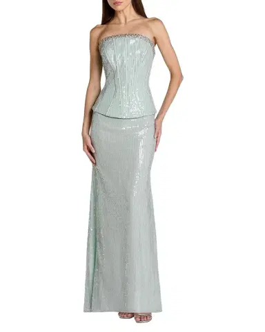 Mac Duggal Sequined Peplum Strapless Gown | Thumbnail 1 Mac Duggal Sequined Peplum Strapless Gown | Thumbnail 1