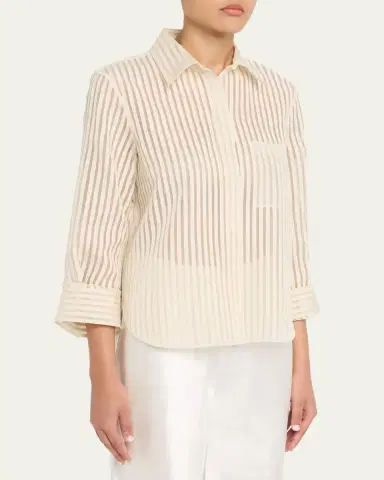 TWP Boyfriend Shirt in Ribbon on Organza | Thumbnail 8