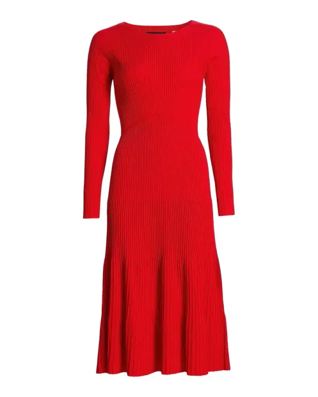 Elie Tahari The Delaney Tiered Rib Knit Midi Dress