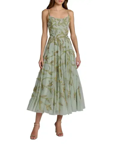 Mac Duggal Embellished Mesh Midi-Dress | Thumbnail 1 Mac Duggal Embellished Mesh Midi-Dress | Thumbnail 1