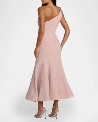Mac Duggal One-Shoulder Neckline Crepe Trumpet Midi-Dress | Thumbnail 2 Mac Duggal One-Shoulder Neckline Crepe Trumpet Midi-Dress | Thumbnail 2