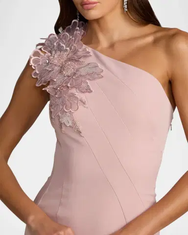Mac Duggal One-Shoulder Neckline Crepe Trumpet Midi-Dress | Thumbnail 3 Mac Duggal One-Shoulder Neckline Crepe Trumpet Midi-Dress | Thumbnail 3