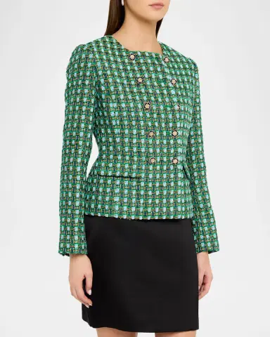 Elie Tahari The Eleni Woven Double-Breasted Jacket | Thumbnail 4 Elie Tahari The Eleni Woven Double-Breasted Jacket | Thumbnail 4