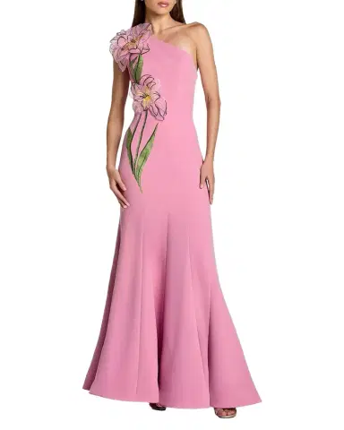 Mac Duggal Floral Appliqué One-Shoulder Gown | Thumbnail 1 Mac Duggal Floral Appliqué One-Shoulder Gown | Thumbnail 1