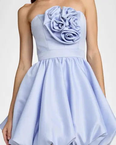 Mac Duggal 3D Flower Strapless Bubble Hem Minidress | Thumbnail 3 Mac Duggal 3D Flower Strapless Bubble Hem Minidress | Thumbnail 3