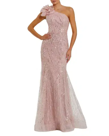 Mac Duggal Beaded One-Shoulder Trumpet Gown | Thumbnail 1 Mac Duggal Beaded One-Shoulder Trumpet Gown | Thumbnail 1
