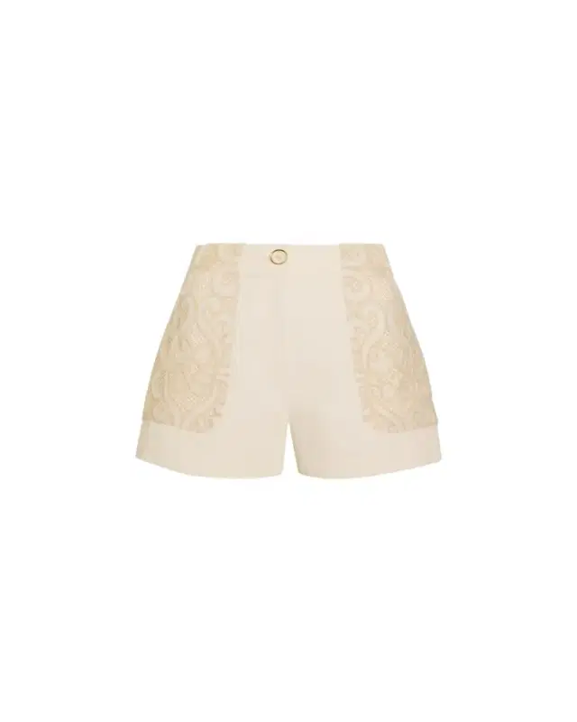 Hilary Embroidered High-Rise Shorts