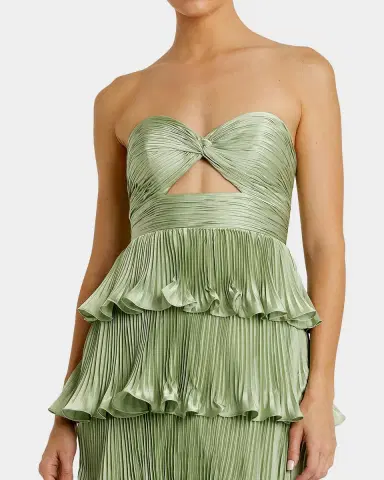 Mac Duggal Ieena Pleated Charmeuse Strapless Tiered Ruffle Gown | Thumbnail 3 Mac Duggal Ieena Pleated Charmeuse Strapless Tiered Ruffle Gown | Thumbnail 3