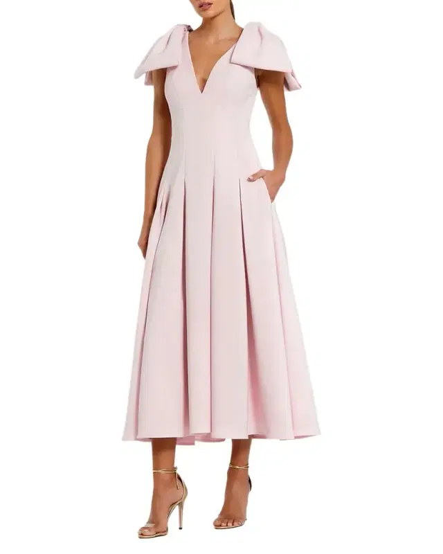 Mac Duggal Ieena Crêpe Bow-Strap A-Line Cocktail Dress