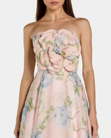 Mac Duggal Floral Organza A-Line Strapless Cocktail Dress | Thumbnail 3 Mac Duggal Floral Organza A-Line Strapless Cocktail Dress | Thumbnail 3