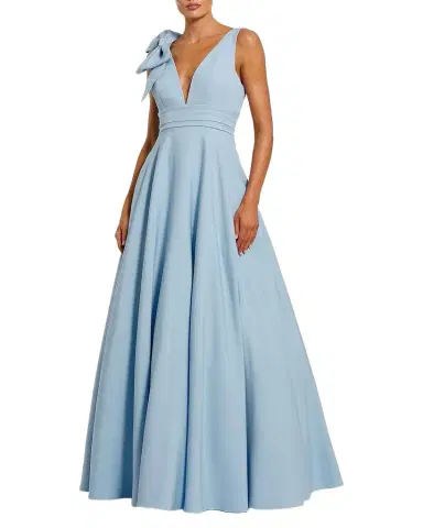 Mac Duggal Crepe Sleeveless V-Neck Gown | Thumbnail 1 Mac Duggal Crepe Sleeveless V-Neck Gown | Thumbnail 1
