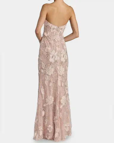 Mac Duggal Floral Embellished Mesh Strapless Column Gown | Thumbnail 2