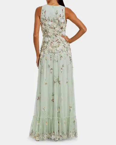 Mac Duggal Evening Floral Embroidered Sleeveless Mesh Gown | Thumbnail 2 Mac Duggal Evening Floral Embroidered Sleeveless Mesh Gown | Thumbnail 2
