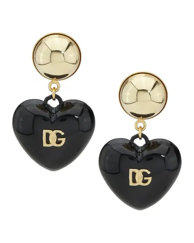 Black Heart DG Drop Earrings