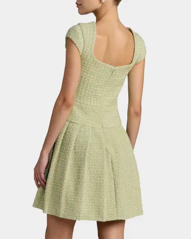 Mac Duggal Bouclé Pleated Square-Neck Minidress | Thumbnail 2 Mac Duggal Bouclé Pleated Square-Neck Minidress | Thumbnail 2