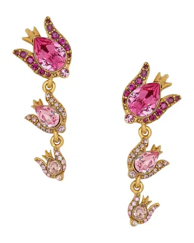 Oscar de la Renta Rose Crystal Triple Drop Earrings | Thumbnail 1