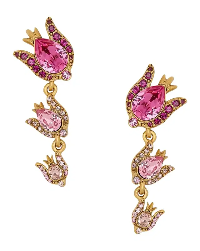 Rose Crystal Triple Drop Earrings