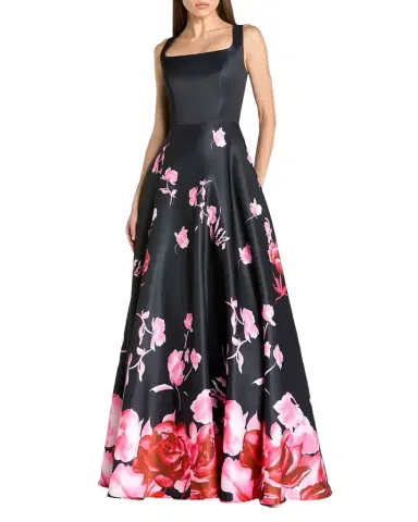 Mac Duggal Floral Satin Ball Gown | Thumbnail 1 Mac Duggal Floral Satin Ball Gown | Thumbnail 1